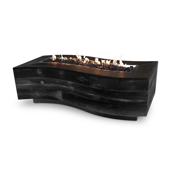 The Outdoor Plus 72 Rectangular Big Sur Fire Pit, Wood Grain GFRC Concrete, Ebony, Liquid Propane OPT-BGSR72E12V-EBN-LP - main